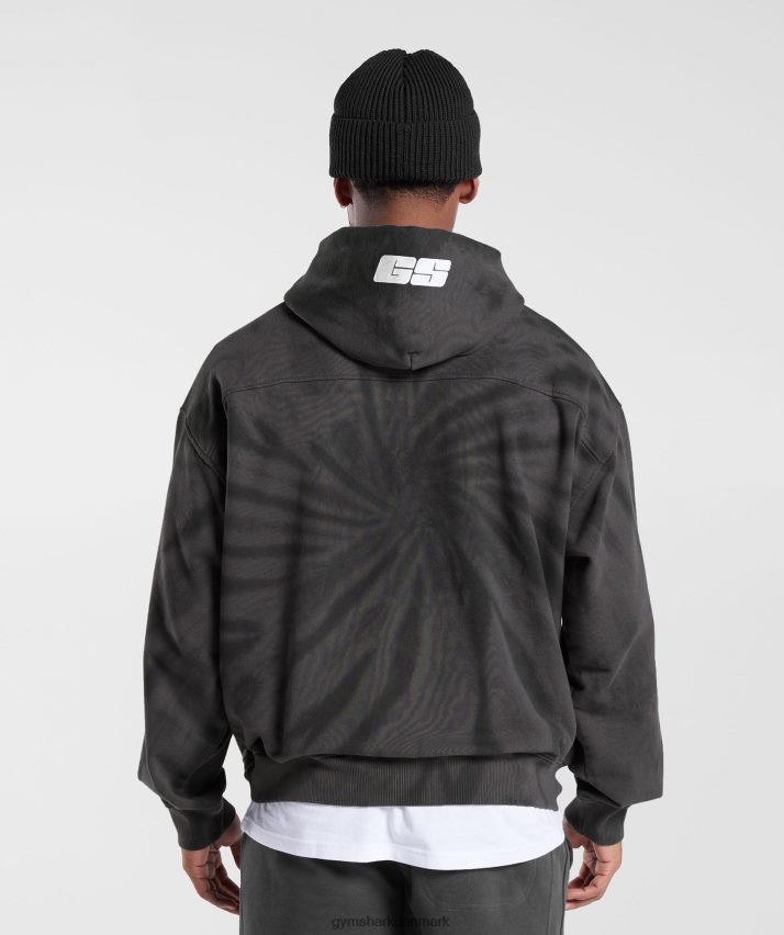 Mænd Gymshark hviledag hættetrøje N4ZDDN803 silhouette grå/sort/spiral optisk vask
