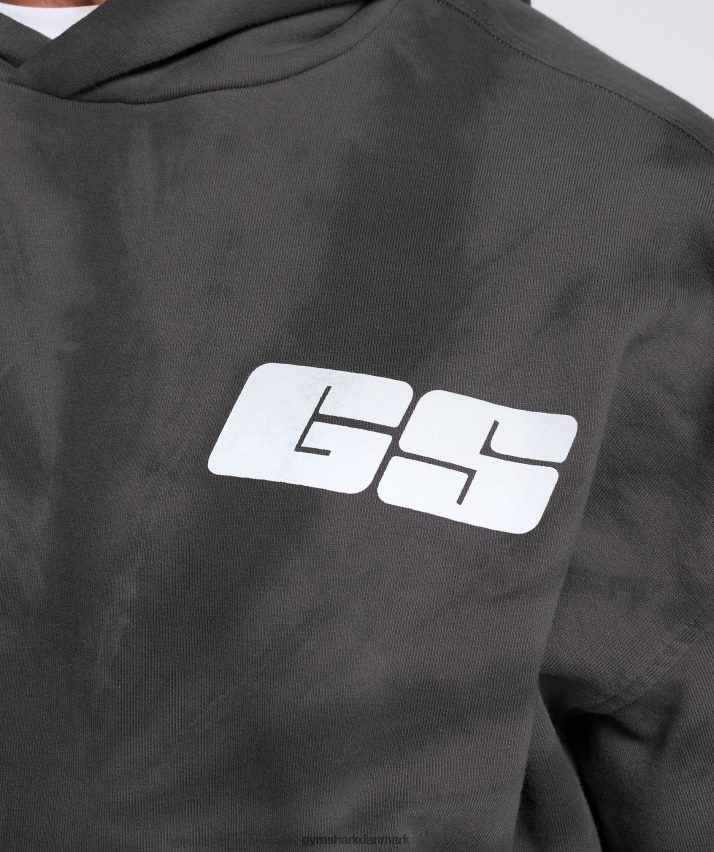 Mænd Gymshark hviledag hættetrøje N4ZDDN803 silhouette grå/sort/spiral optisk vask