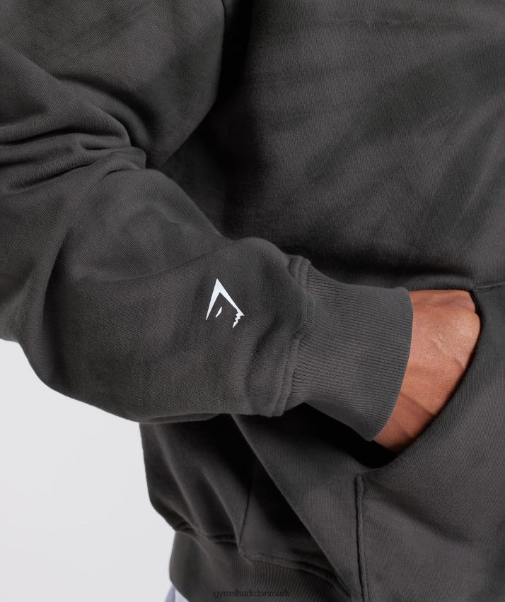 Mænd Gymshark hviledag hættetrøje N4ZDDN803 silhouette grå/sort/spiral optisk vask