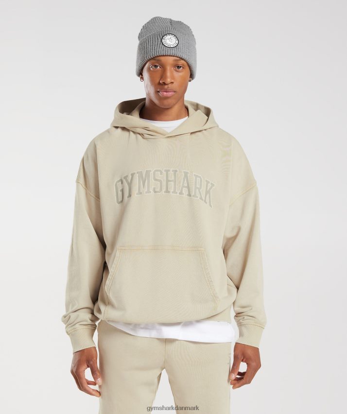 Mænd Gymshark kollegial hættetrøje N4ZDDN805 pebble grey/syre vask