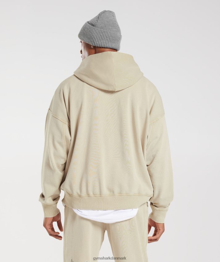 Mænd Gymshark kollegial hættetrøje N4ZDDN805 pebble grey/syre vask
