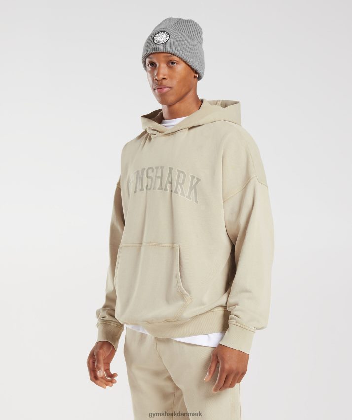 Mænd Gymshark kollegial hættetrøje N4ZDDN805 pebble grey/syre vask