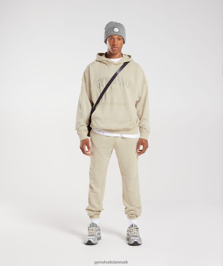 Mænd Gymshark kollegial hættetrøje N4ZDDN805 pebble grey/syre vask