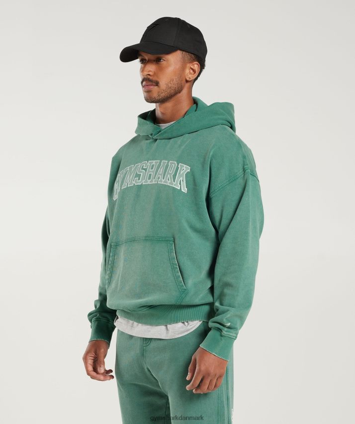 Mænd Gymshark kollegial hættetrøje N4ZDDN875 blæk blågrøn/syre vask