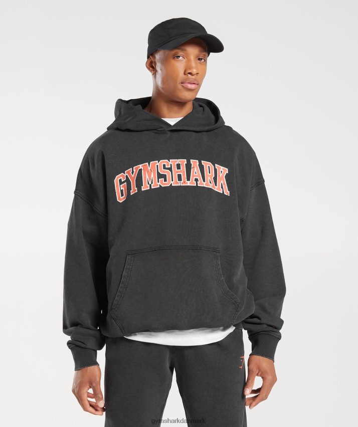 Mænd Gymshark kollegial hættetrøje N4ZDDN877 sort/syre vask