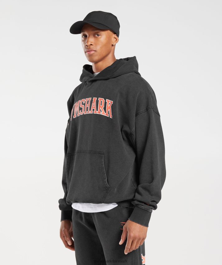 Mænd Gymshark kollegial hættetrøje N4ZDDN877 sort/syre vask