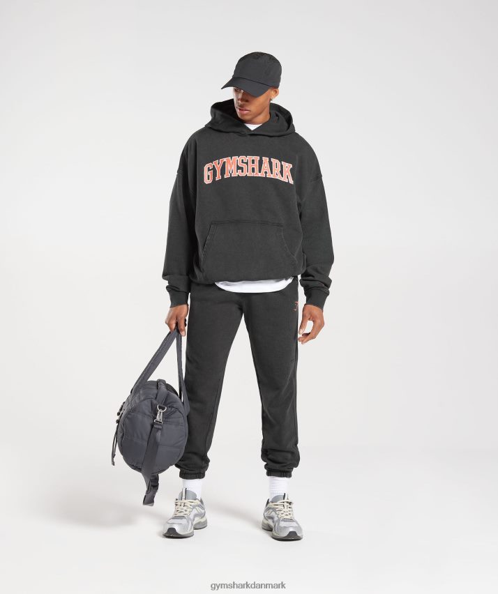 Mænd Gymshark kollegial hættetrøje N4ZDDN877 sort/syre vask