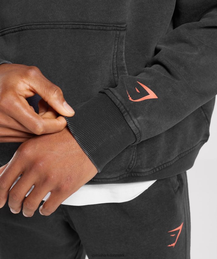 Mænd Gymshark kollegial hættetrøje N4ZDDN877 sort/syre vask