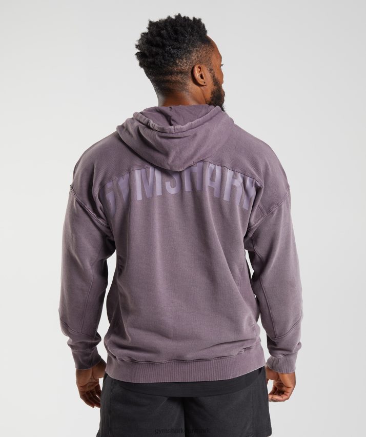 Mænd Gymshark kraftvasket hættetrøje N4ZDDN788 moskus lilla