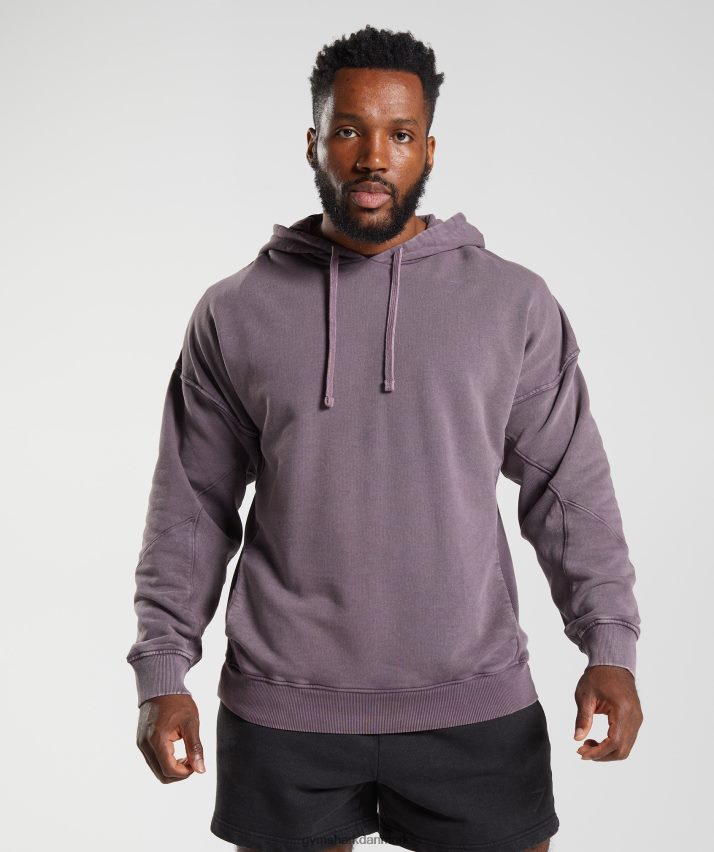 Mænd Gymshark kraftvasket hættetrøje N4ZDDN788 moskus lilla