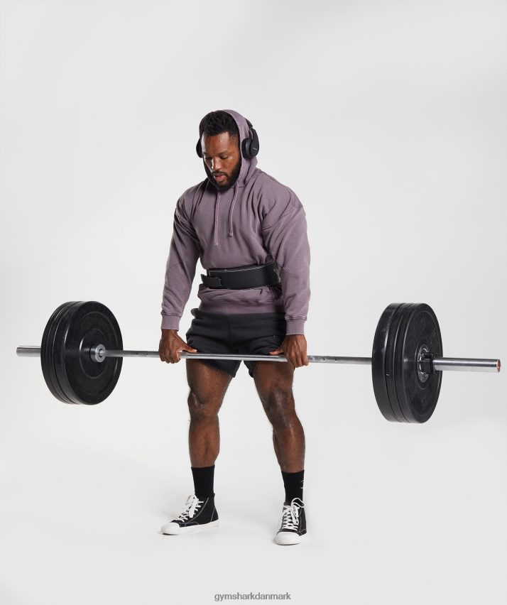 Mænd Gymshark kraftvasket hættetrøje N4ZDDN788 moskus lilla