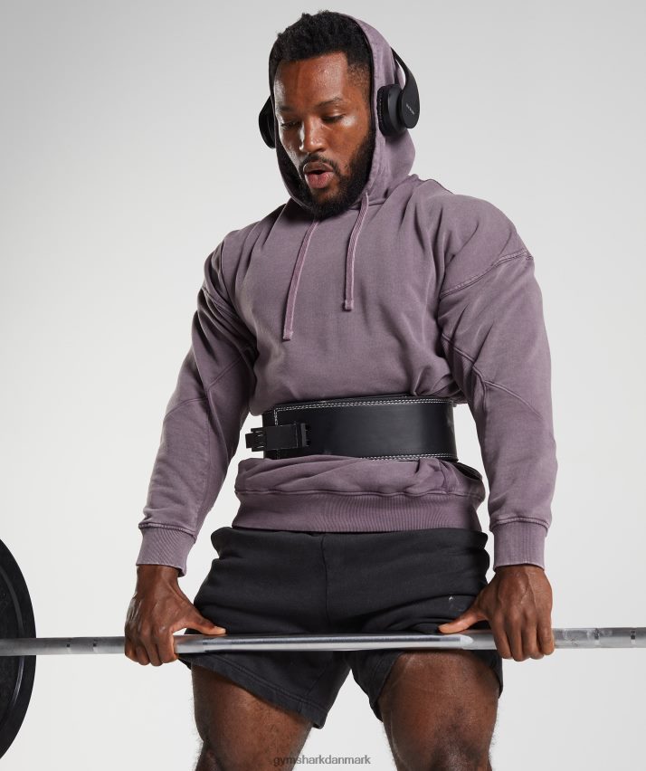 Mænd Gymshark kraftvasket hættetrøje N4ZDDN788 moskus lilla