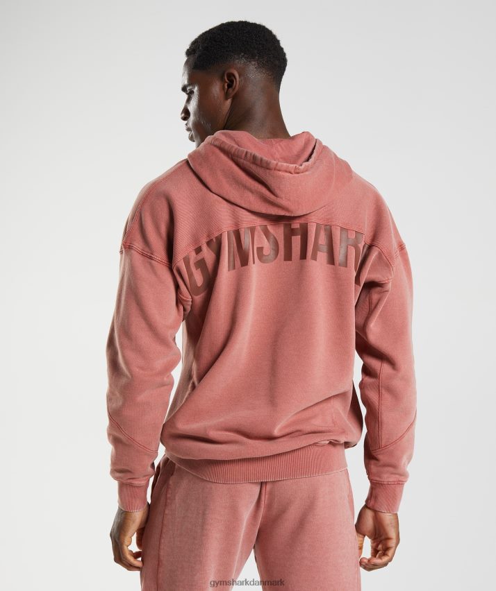 Mænd Gymshark kraftvasket hættetrøje N4ZDDN792 rosenbrun