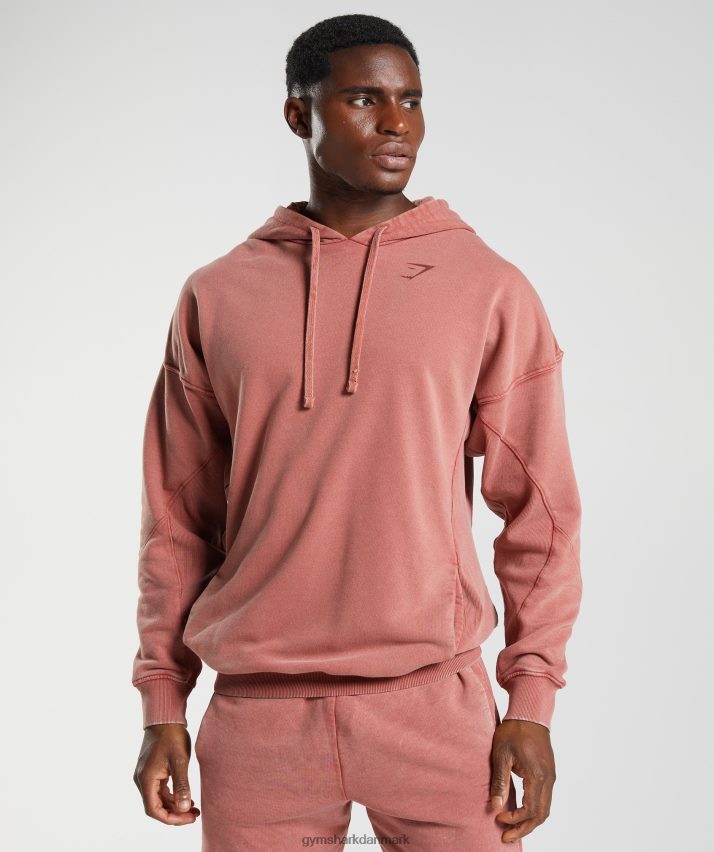 Mænd Gymshark kraftvasket hættetrøje N4ZDDN792 rosenbrun