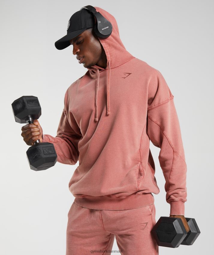 Mænd Gymshark kraftvasket hættetrøje N4ZDDN792 rosenbrun