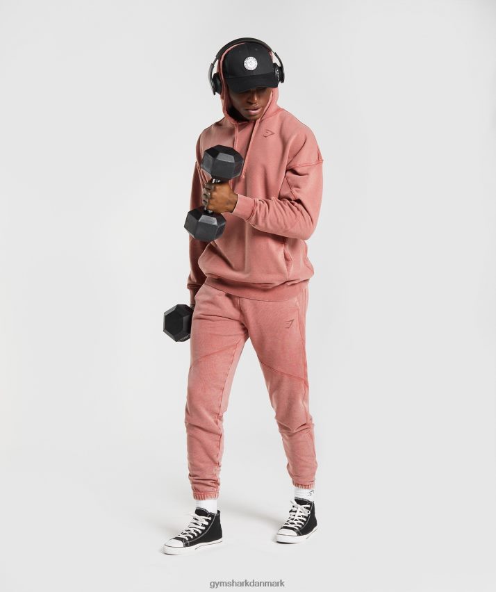 Mænd Gymshark kraftvasket hættetrøje N4ZDDN792 rosenbrun