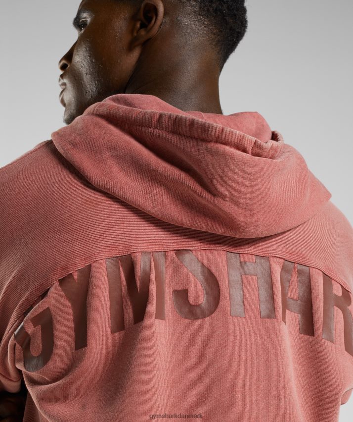 Mænd Gymshark kraftvasket hættetrøje N4ZDDN792 rosenbrun