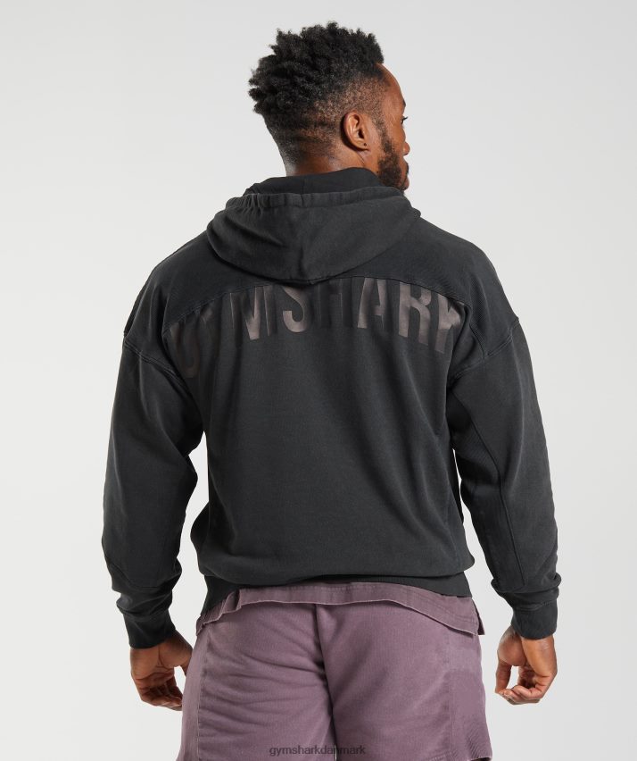 Mænd Gymshark kraftvasket hættetrøje N4ZDDN835 sort