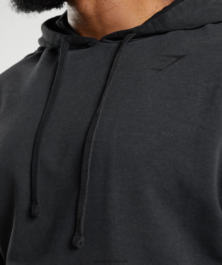 Mænd Gymshark kraftvasket hættetrøje N4ZDDN835 sort