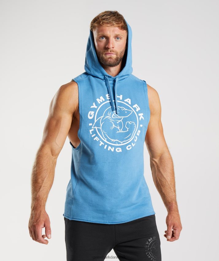 Mænd Gymshark legacy drop arm hættetrøje N4ZDDN829 kystblå