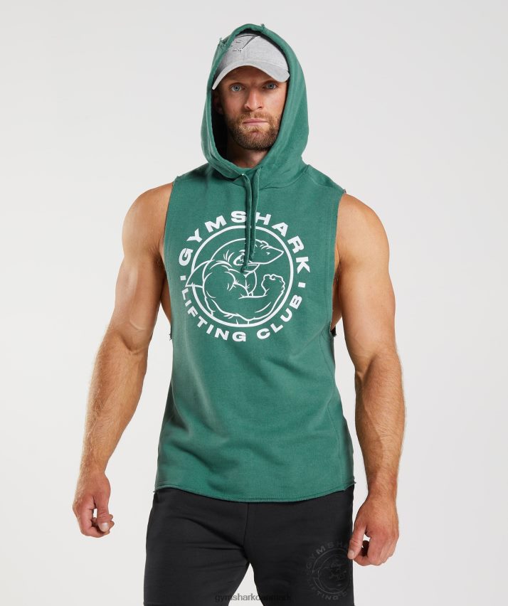 Mænd Gymshark legacy drop arm hættetrøje N4ZDDN842 hoya grøn