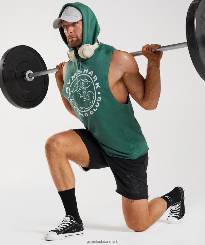 Mænd Gymshark legacy drop arm hættetrøje N4ZDDN842 hoya grøn