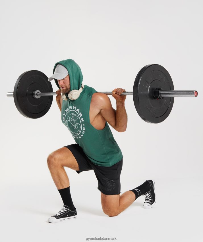 Mænd Gymshark legacy drop arm hættetrøje N4ZDDN842 hoya grøn