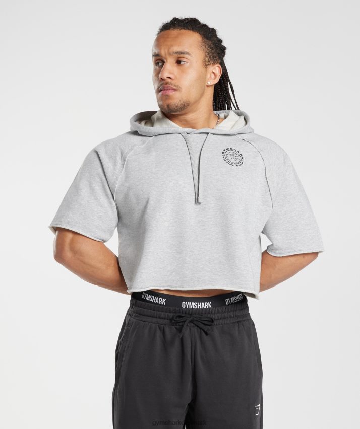 Mænd Gymshark legacy kortærmet cropped hættetrøje N4ZDDN866 lysegrå mergel