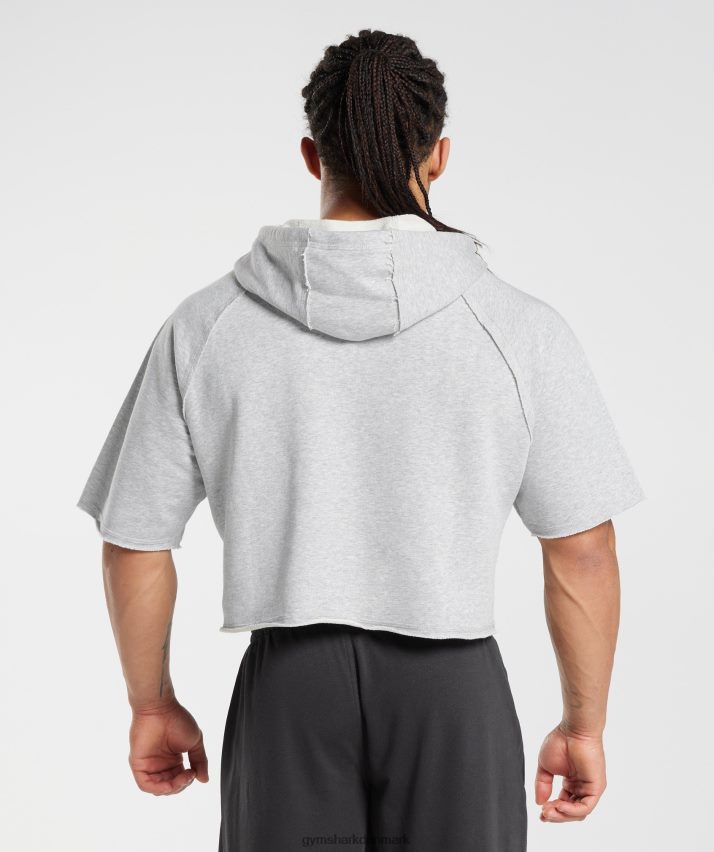 Mænd Gymshark legacy kortærmet cropped hættetrøje N4ZDDN866 lysegrå mergel