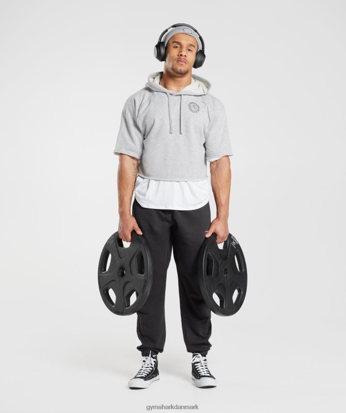 Mænd Gymshark legacy kortærmet cropped hættetrøje N4ZDDN866 lysegrå mergel