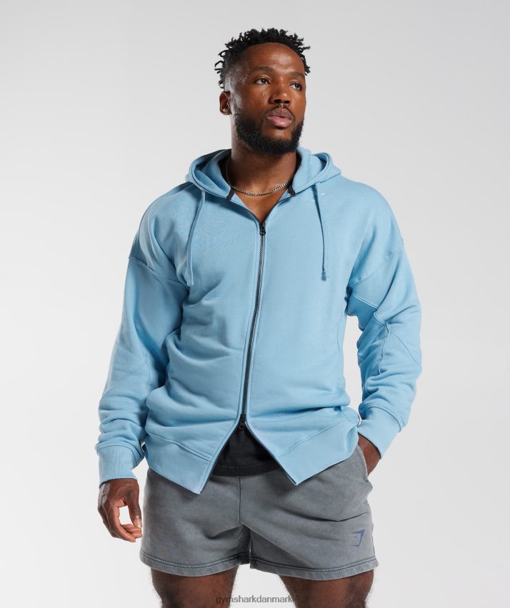 Mænd Gymshark power hættetrøje med lynlås N4ZDDN856 ozon blå