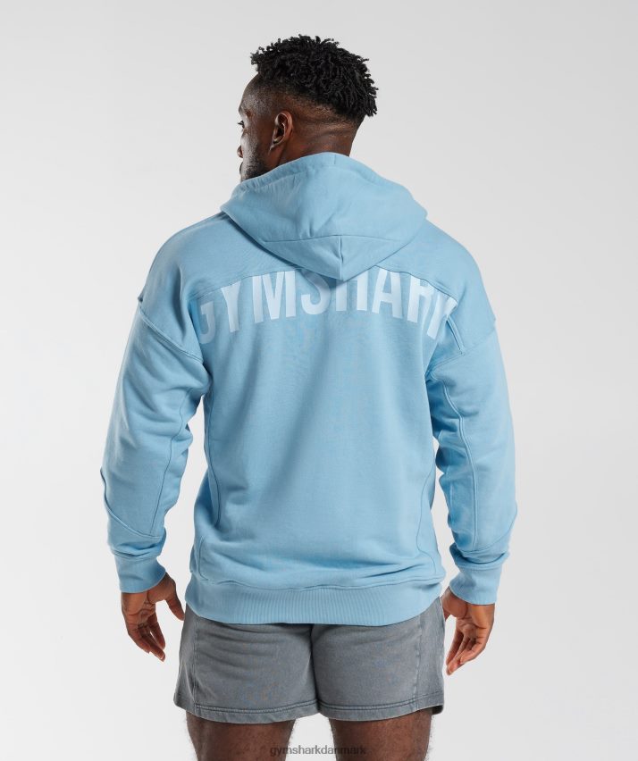 Mænd Gymshark power hættetrøje med lynlås N4ZDDN856 ozon blå