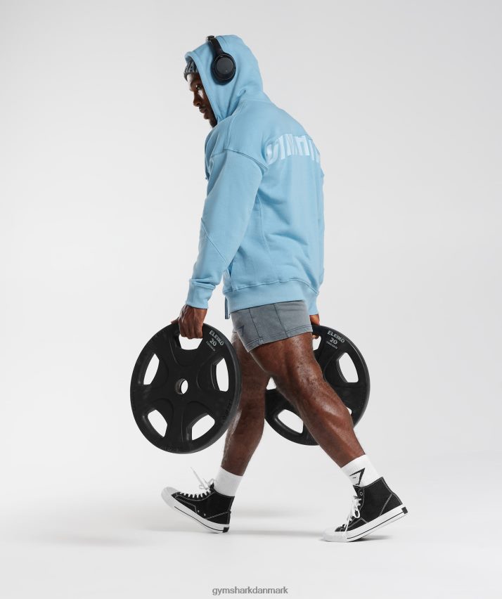 Mænd Gymshark power hættetrøje med lynlås N4ZDDN856 ozon blå