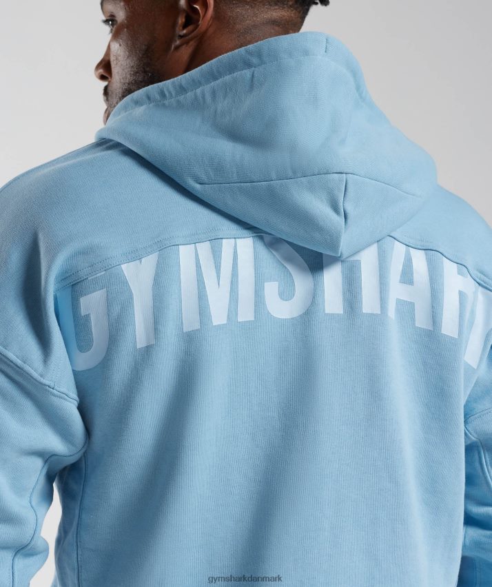Mænd Gymshark power hættetrøje med lynlås N4ZDDN856 ozon blå