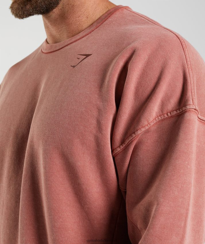 Mænd Gymshark power washed besætning N4ZDDN790 rosenbrun