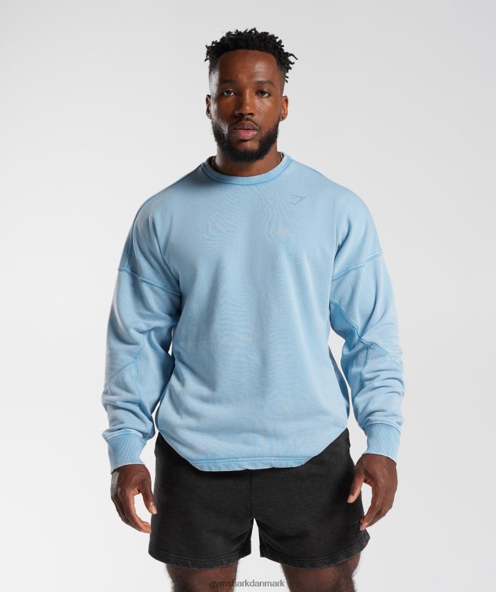 Mænd Gymshark power washed besætning N4ZDDN849 ozon blå