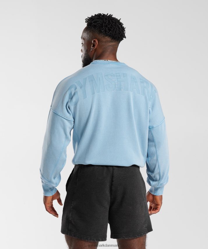 Mænd Gymshark power washed besætning N4ZDDN849 ozon blå