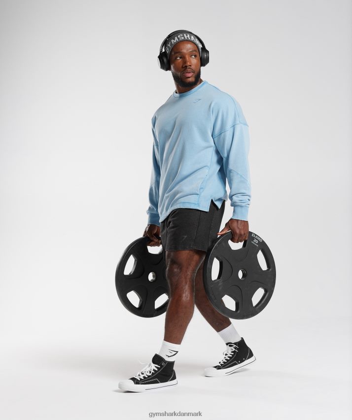 Mænd Gymshark power washed besætning N4ZDDN849 ozon blå