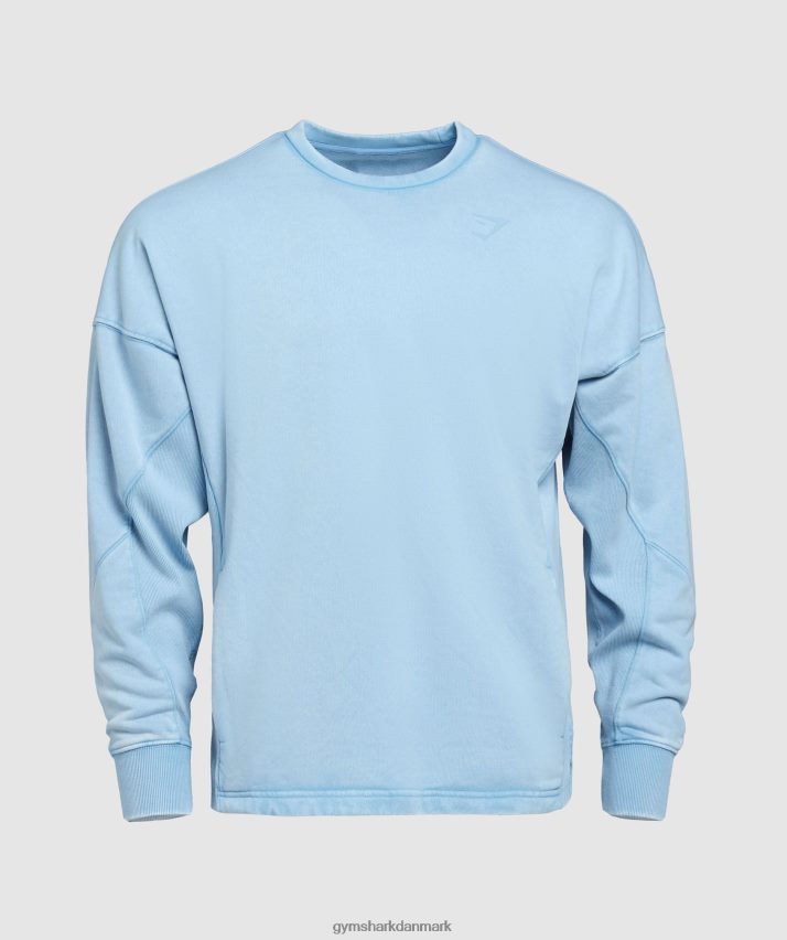 Mænd Gymshark power washed besætning N4ZDDN849 ozon blå