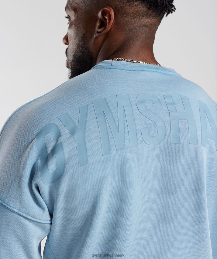 Mænd Gymshark power washed besætning N4ZDDN849 ozon blå