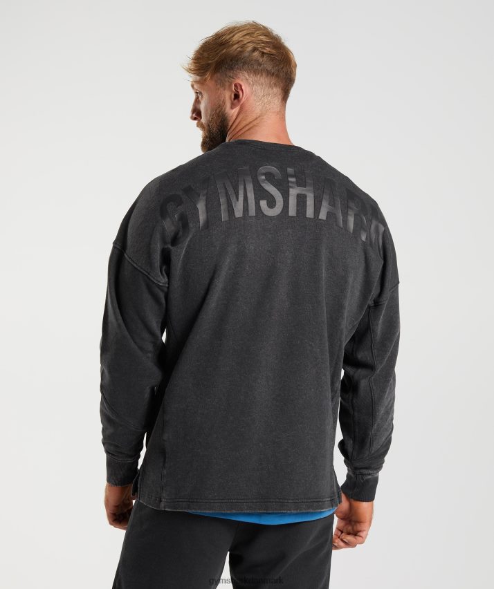 Mænd Gymshark power washed besætning N4ZDDN851 sort
