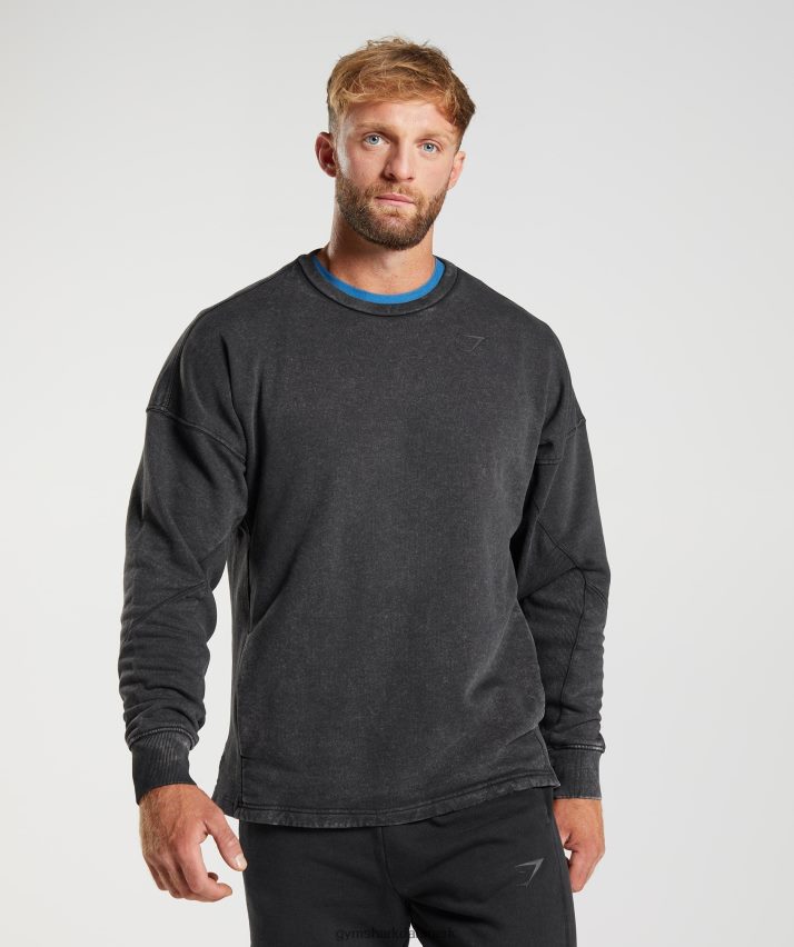Mænd Gymshark power washed besætning N4ZDDN851 sort