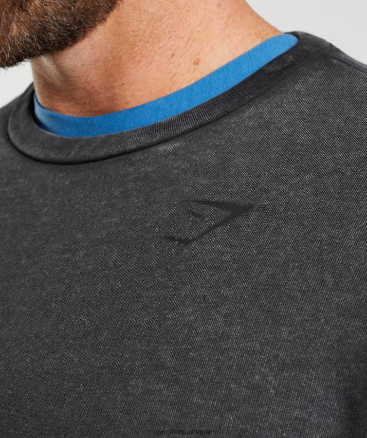 Mænd Gymshark power washed besætning N4ZDDN851 sort