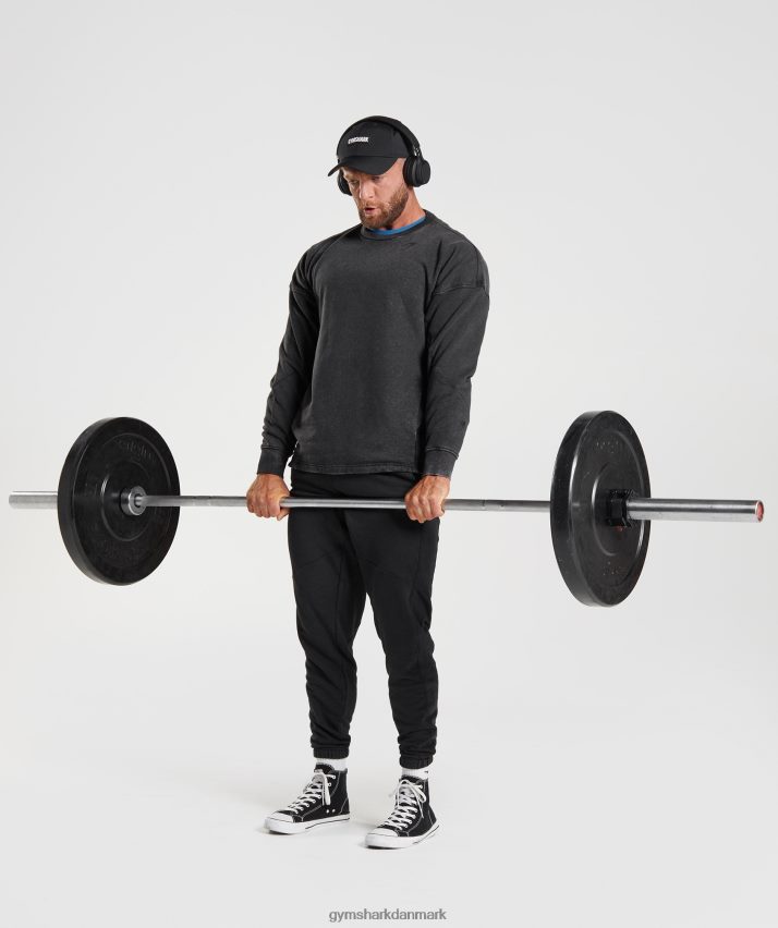 Mænd Gymshark power washed besætning N4ZDDN851 sort