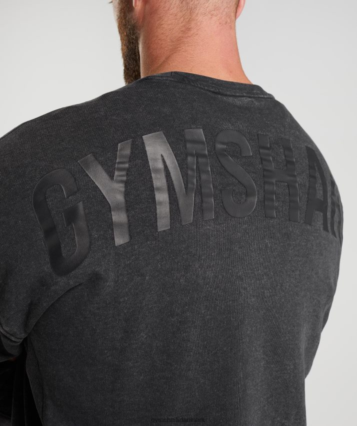 Mænd Gymshark power washed besætning N4ZDDN851 sort