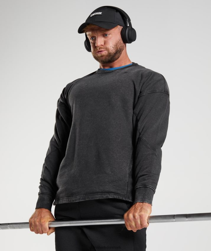 Mænd Gymshark power washed besætning N4ZDDN851 sort