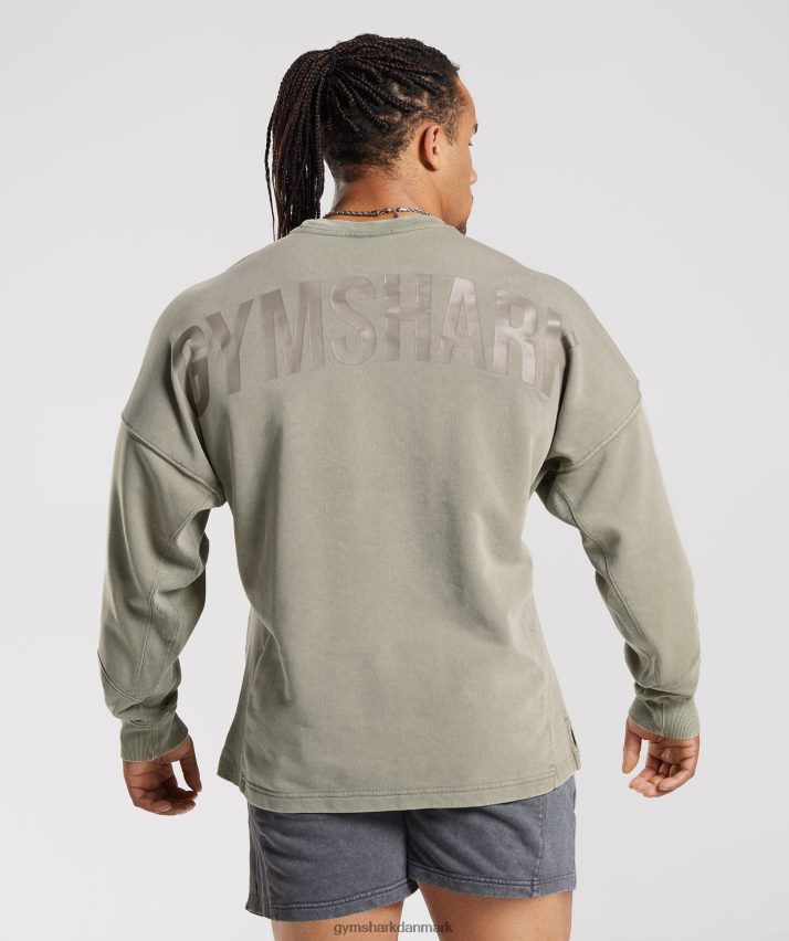 Mænd Gymshark power washed besætning N4ZDDN860 ecru brun