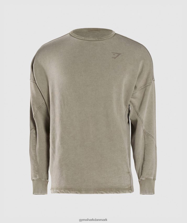 Mænd Gymshark power washed besætning N4ZDDN860 ecru brun