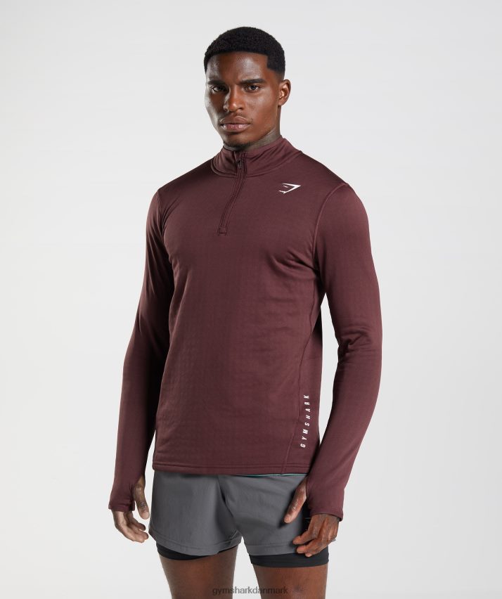 Mænd Gymshark sport 1/4 lynlås N4ZDDN822 bagt rødbrun