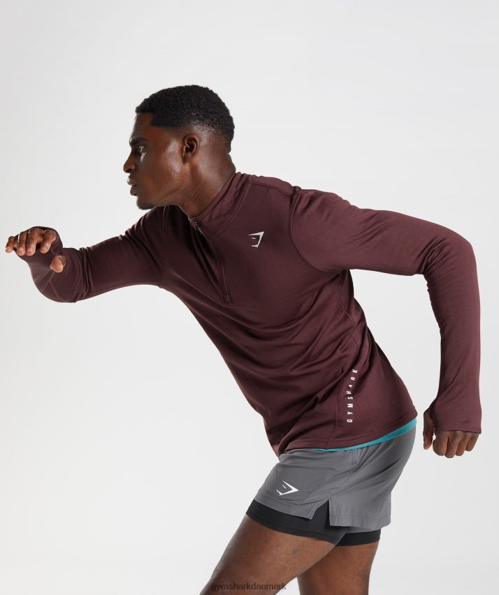 Mænd Gymshark sport 1/4 lynlås N4ZDDN822 bagt rødbrun